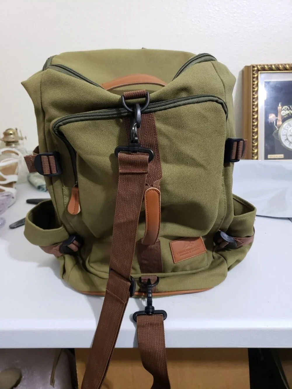 Chukchansi Gold Resort Casino olive laptop travel backpack, duffle bag 18 inches